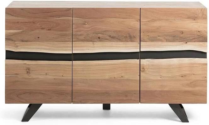 Kave Home Uxia massief acaciahouten dressoir met 3 deuren en zwart gelakt staal 148 x 85 cm (mtk0010) - Foto 2