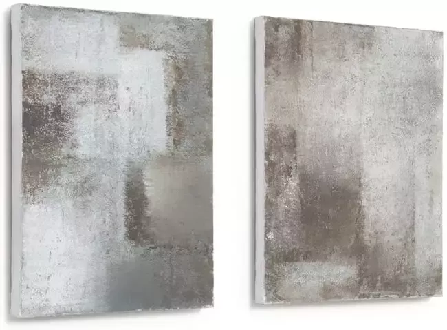 Kave Home Vinka set van 2 witte en grijze canvassen 30 x 40 cm - Foto 3