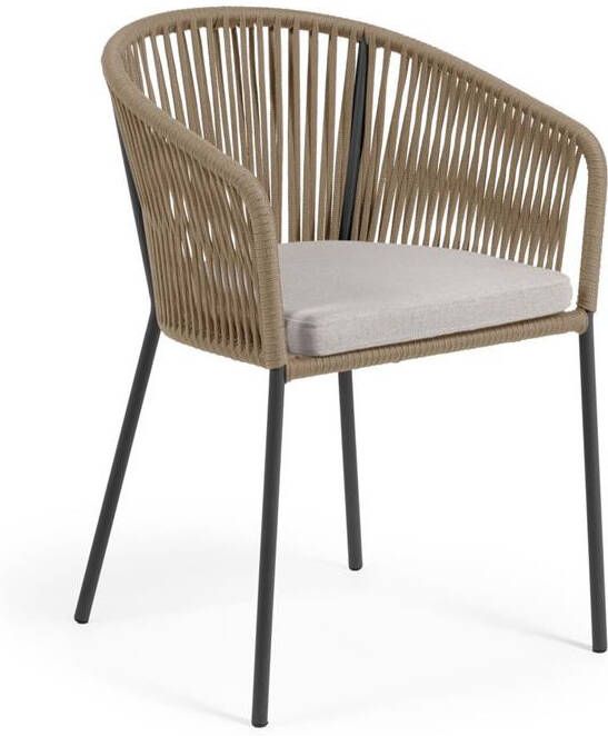 Kave Home Yanet beige touwstoel met gegalvaniseerde stalen poten - Foto 2