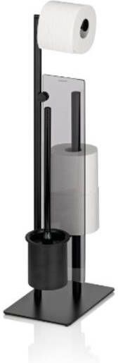 Kela Toiletrol en WC-borstel Houder 18 x 26 cm Getint glas Zwart - Foto 1