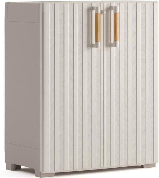 Keter Opbergkast Groove laag beige en zandkleurig - Foto 5