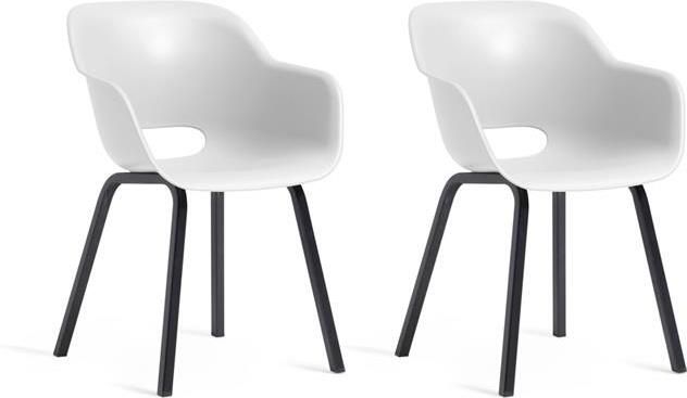 Keter Noa Tuinstoel 2 stuks 55x56.5x80cm metalen onderstel Wit