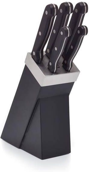 KitchenCraft Messenset met Messenblok 5 Messen Zwart Hout RVS