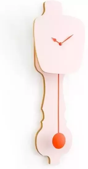 KLOQ Kleine Wandklok in Perzik Pastel & Neon Oranje - Foto 1