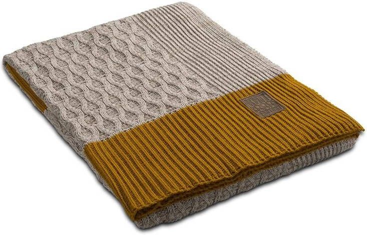 Knit Factory Joep Gebreid Plaid Woondeken Beige Mêlee 160x130 cm