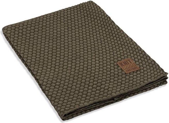 Knit Factory Juul Gebreid Plaid Woondeken Groen|Olive 160x130 cm