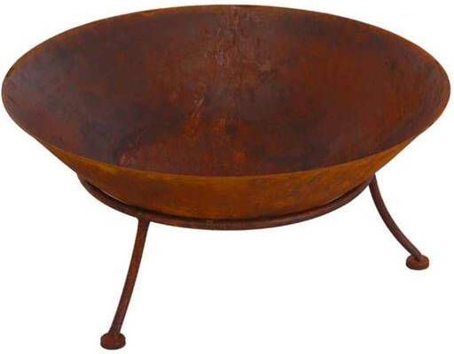 Koopman Cortenstaal vuurschaal met driepoot standaard 57cm bruin