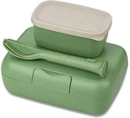 Koziol Lunchbox- en Bestekset Organic Blad Groen | Candy