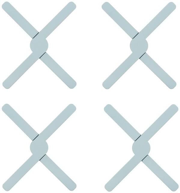 Krumble Opvouwbare siliconen pannenonderzetter Blauw Set van 4
