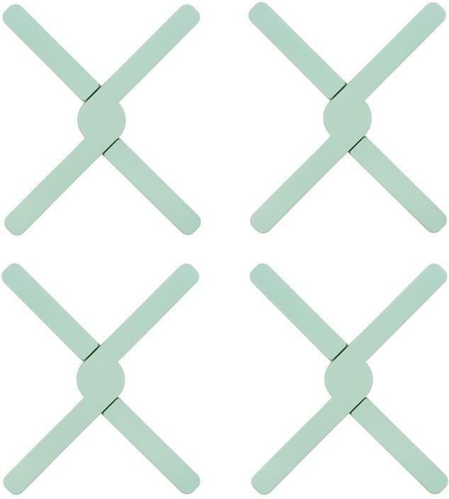 Krumble Opvouwbare siliconen pannenonderzetter Groen Set van 4