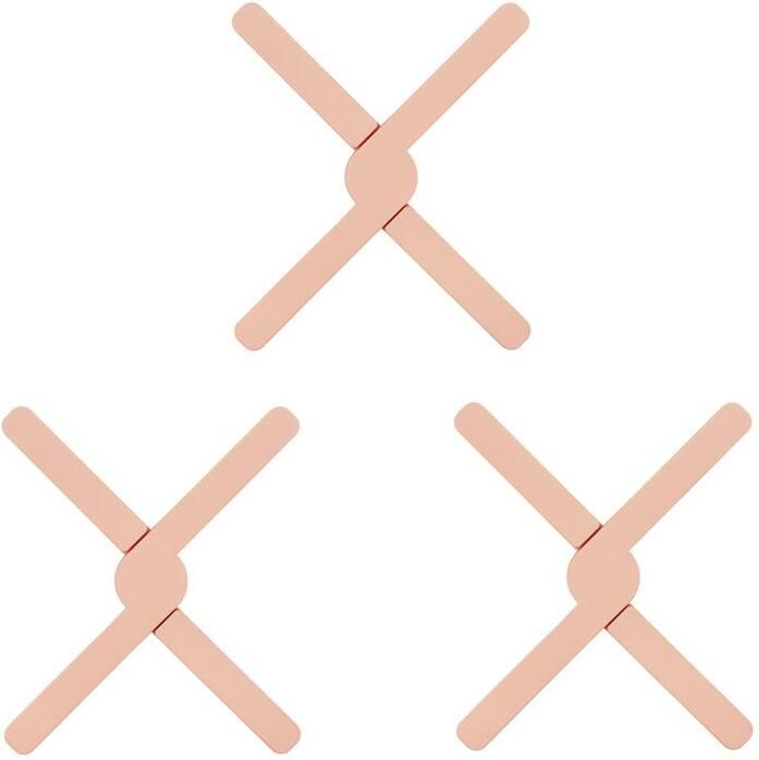 Krumble Opvouwbare siliconen pannenonderzetter Roze Set van 3