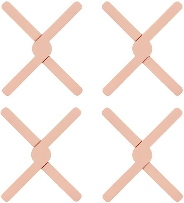 Krumble Opvouwbare siliconen pannenonderzetter Roze Set van 4