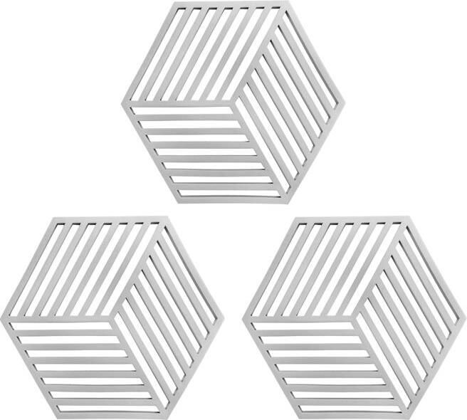 Krumble Pannenonderzetter Hexagon Grijs Set van 3