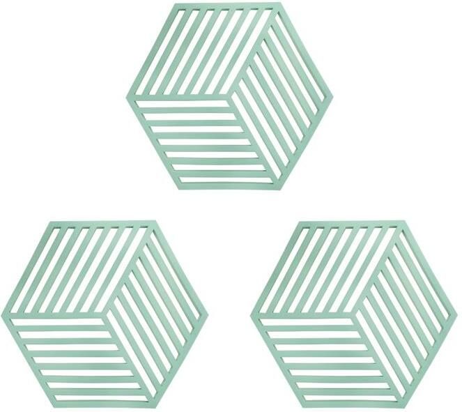 Krumble Pannenonderzetter Hexagon Groen Set van 3