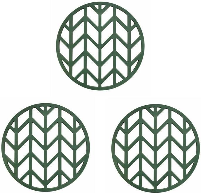 Krumble Pannenonderzetter met pijlen patroon Groen Set van 3