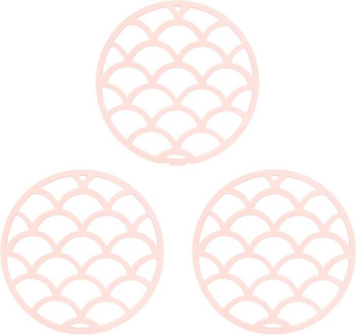 Krumble Pannenonderzetter met schubben patroon Roze Set van 3