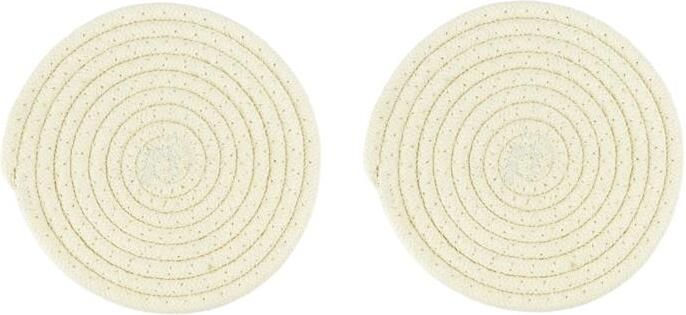 Krumble Pannenonderzetter rond Katoen Beige Set van 2
