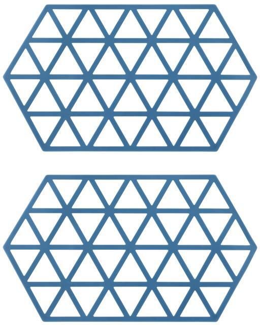 Krumble Siliconen pannenonderzetter Hexagon lang Blauw Set van 2