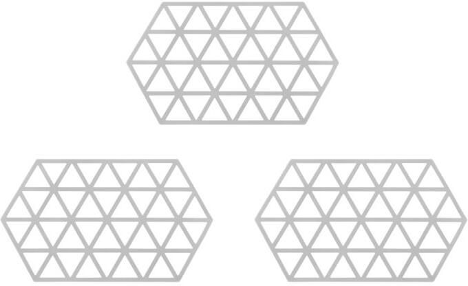 Krumble Siliconen pannenonderzetter Hexagon lang Grijs Set van 3