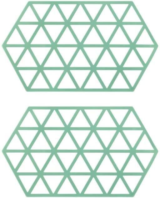Krumble Siliconen pannenonderzetter Hexagon lang Groen Set van 2