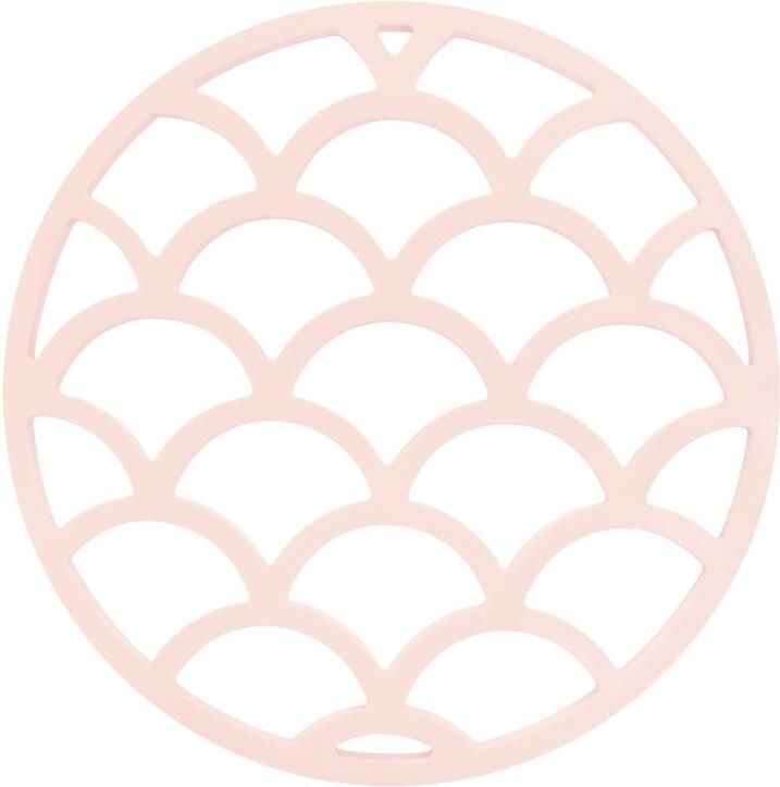 Krumble Siliconen pannenonderzetter rond met schubben patroon Roze