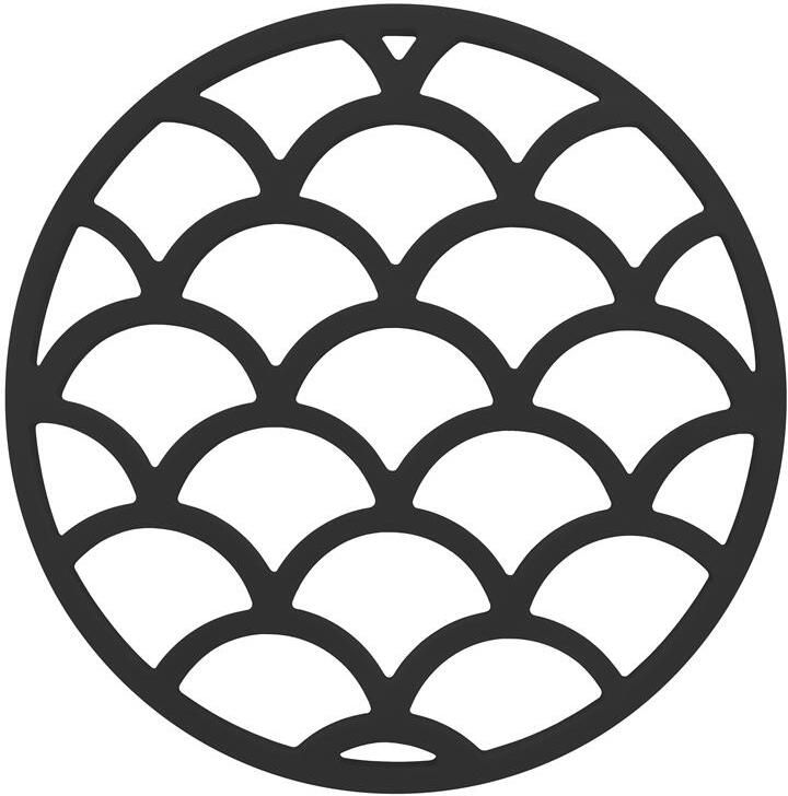 Krumble Siliconen pannenonderzetter rond met schubben patroon Zwart