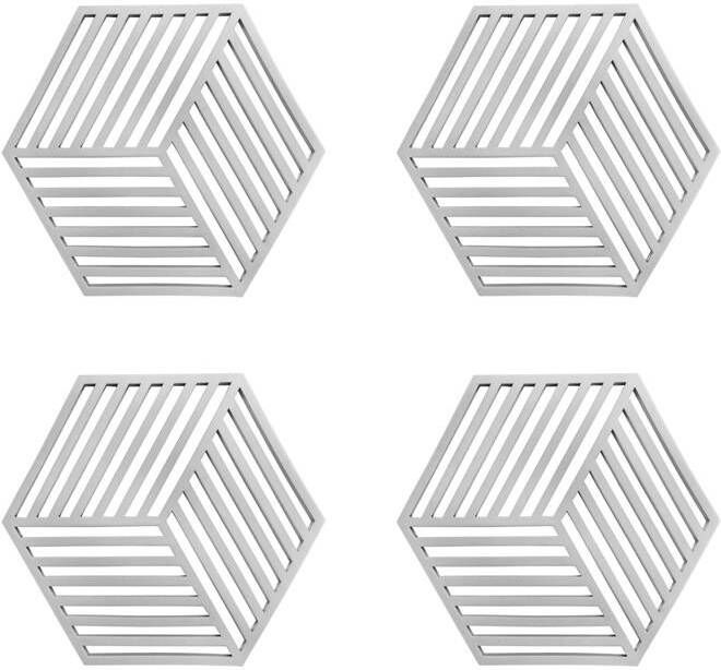 Krumble Pannenonderzetter Hexagon Grijs Set van 4