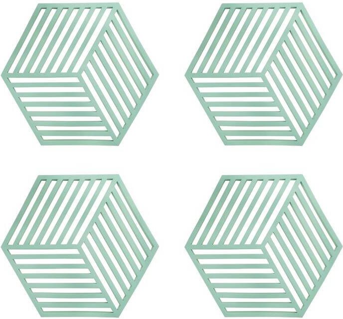 Krumble Pannenonderzetter Hexagon Groen Set van 4