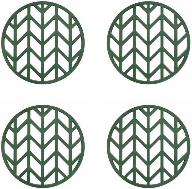 Krumble Pannenonderzetter met pijlen patroon Groen Set van 4