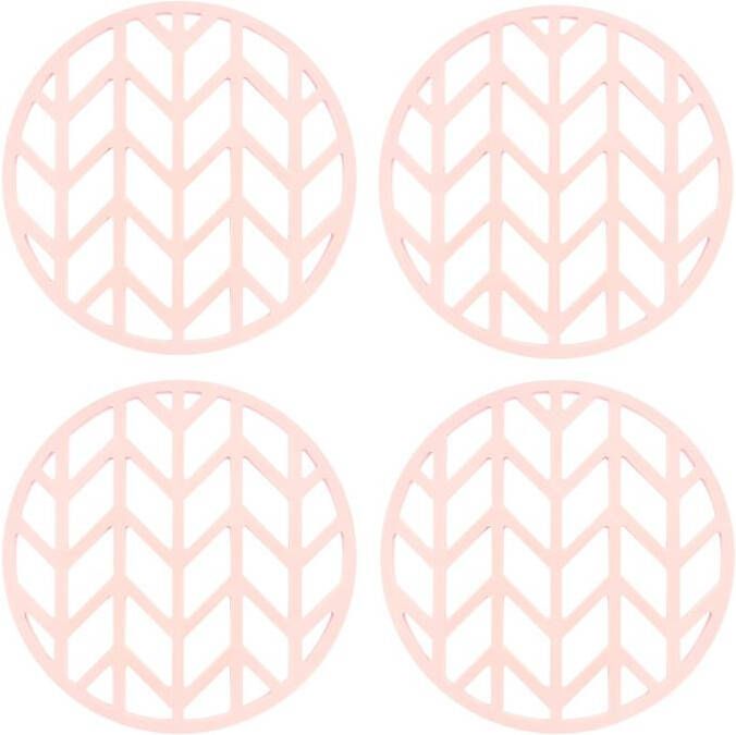 Krumble Pannenonderzetter met pijlen patroon Roze Set van 4