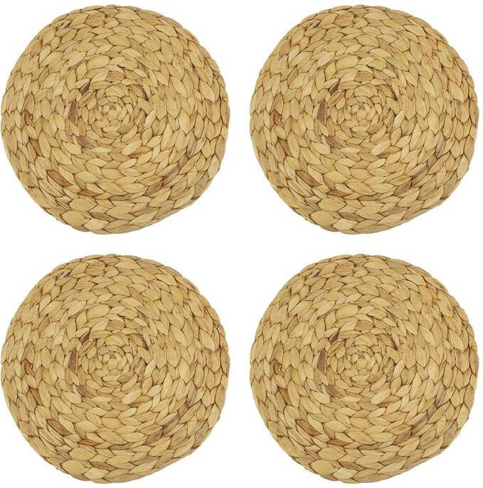 Krumble Placemat geweven rond 30 cm set van 4