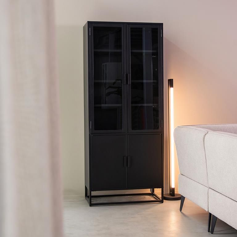 LABEL51 Vitrinekast Level Zwart Metaal 80x40x190 cm - Foto 2