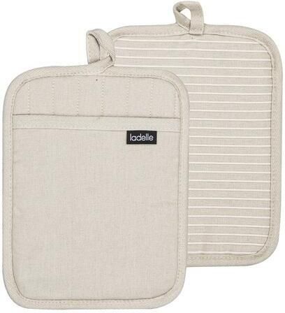 Ladelle Pannenlappen Set van 2 Katoen Polyester Siliconen Grijs 19 x 24.