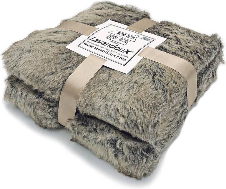 LavandouX Faux Fur Plaid (Imitatie Bont) Taupe 130x170