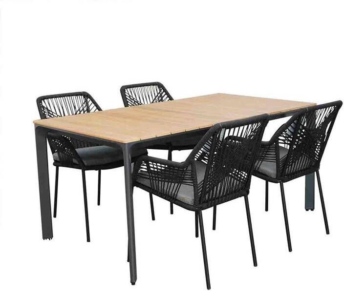 Lesli Living Arezzo|Seville zwart dining tuinset 5-delig | 160cm