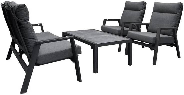 Lesli Living Ohio stoel-bank loungeset 4-delig | aluminium |