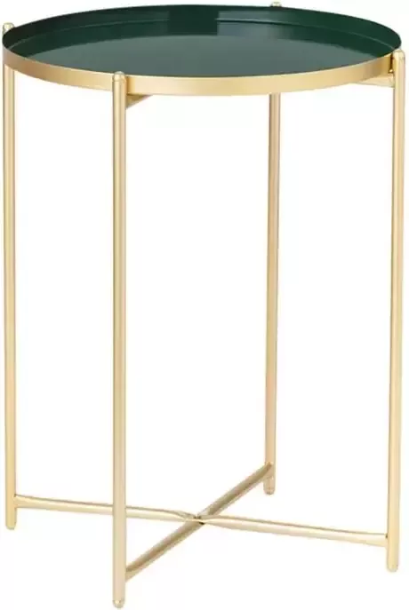 Lifa-Living Bijzettafel Modern Grijs & Gouden Koffietafel Rond Metaal Voor Woonkamer Slaapkamer of Kantoor 37 5 x 47 5 cm