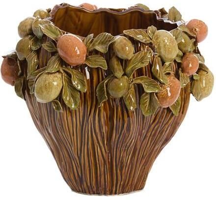 Light & Living Light&living Vaas deco Ø38x33 cm LEMONI keramiek bruin-oranje+groen