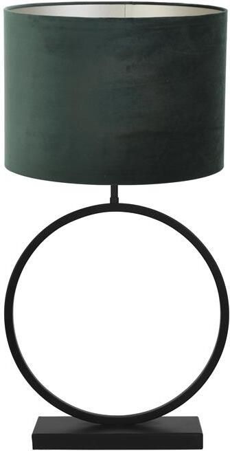 Light & Living Tafellamp Liva|Velours Zwart|Donkergroen Ø40x78 5cm