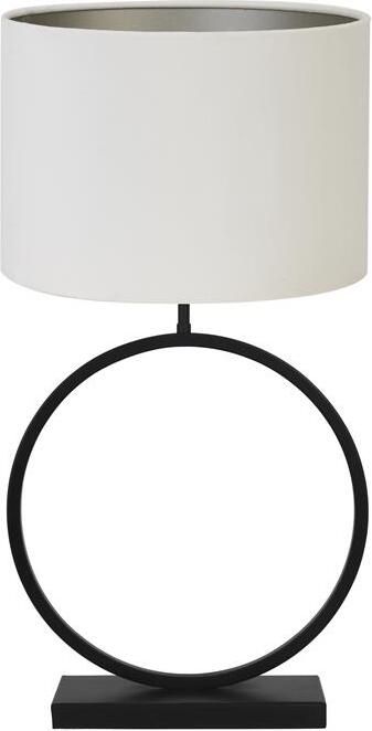 Light & Living Tafellamp Liva|Velours Zwart|Off white Ø40x78 5cm