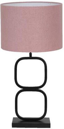 Light & Living Tafellamp Lutika|Livigno Zwart|Roze Ø30x67cm