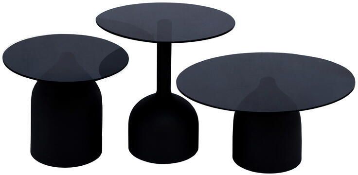 Brix Ronde Bijzettafel Isa Glas en staal 55cm Zwart - Foto 2