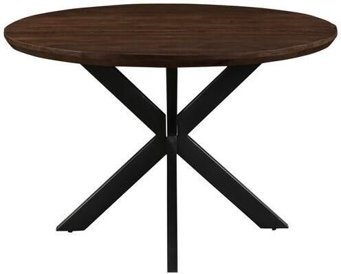 Livingfurn Eetkamertafel Jesper Round Brown 120cm Mangohout Gecoat Staal - Foto 2