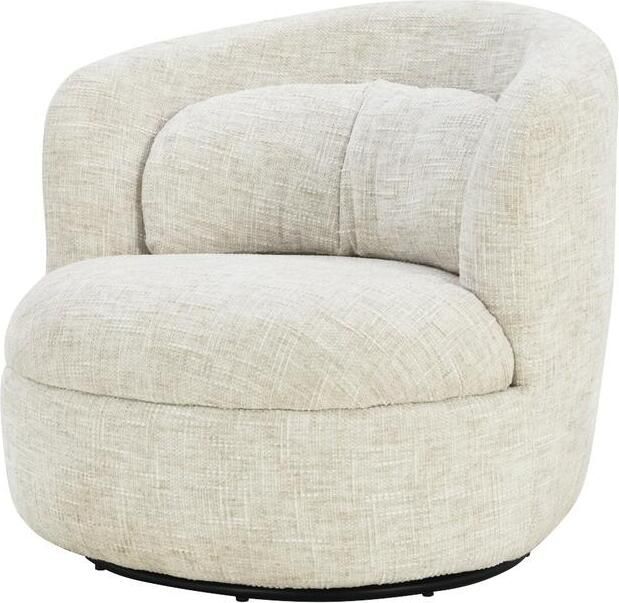 Livingfurn Fauteuil Crème Stof|Staal Draaibaar 85x84x76cm Britt