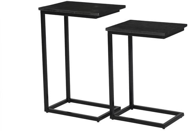 Livingfurn Laptoptafel Norris Mangohout en staal Set van 2 stuks Zwart - Foto 3