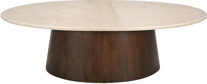 Brix Ovale Salontafel Marmer en mangohout 120 x 65cm Beige Ovaal - Foto 2