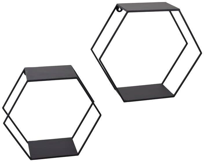 Loft42 Hexagon Set van 2 Wandboxen Zeshoek Zwart 41x36