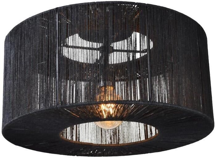 Loft42 Urban Interiors Plafondlamp Drum Jute Zwart Ø45
