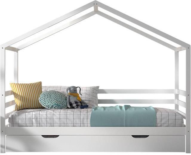 LUCEVI Huisbed 90x200cm en rolbed Hout Wit 210x96x170cm - Foto 2