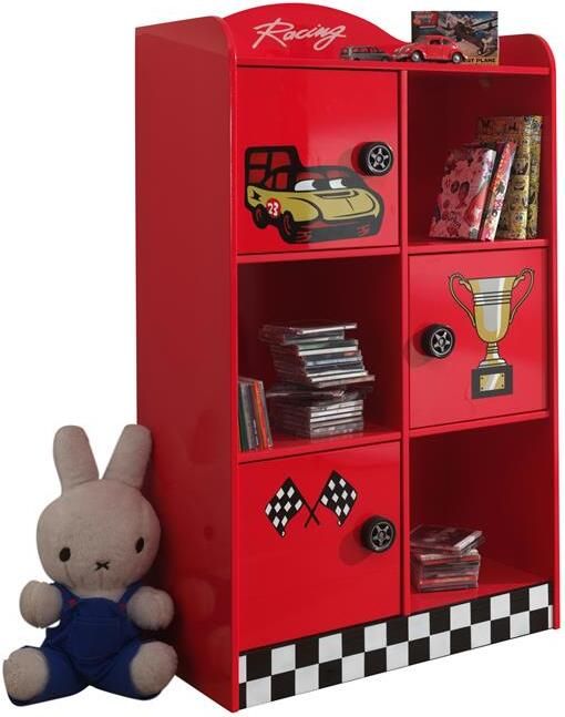 Lucevi Racer Kinder Boekenkast Serie Carbed Rood 76x42x133 cm - Foto 2